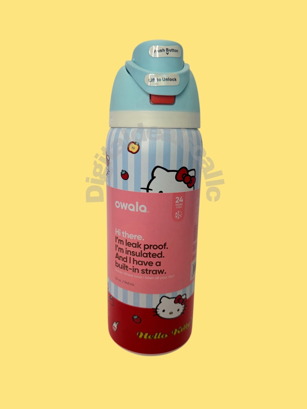 Owala FreeSip Hello Kitty Light Blue, White & Red Striped 30oz Bottle